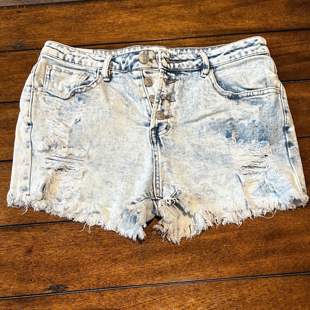 Almost Famous Frayed Light Blue Jean Shorts